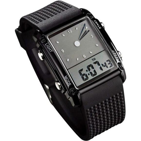Men's Rectangle Dial Sports Wrist Watches with 7 Colors Optional LED Backlight - Picture 1 of 7
